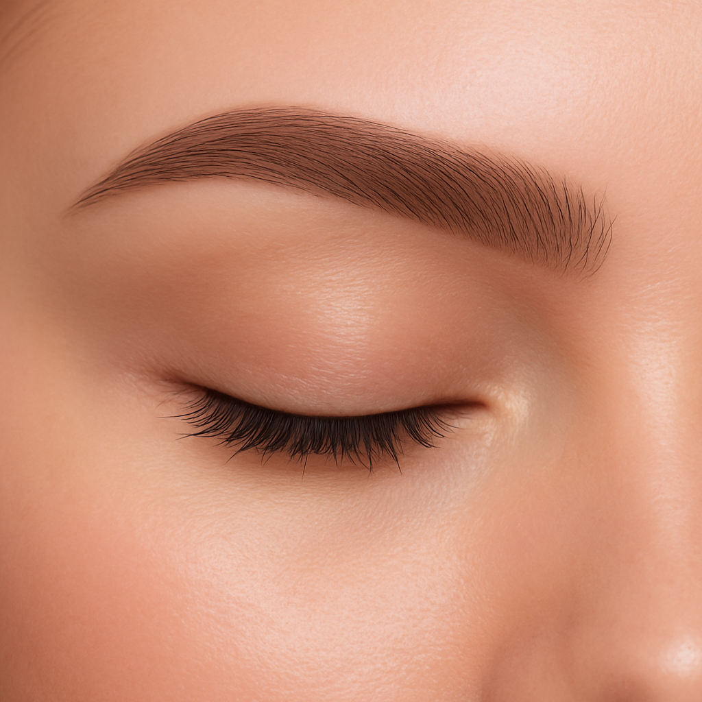 Healed ombre brow with a soft gradient from light front to defined tail
